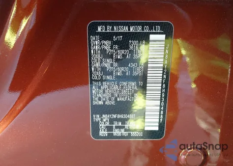 2017 Nissan Armada Platinum from USA, damaged, VIN JN8AY2NF8H9304887